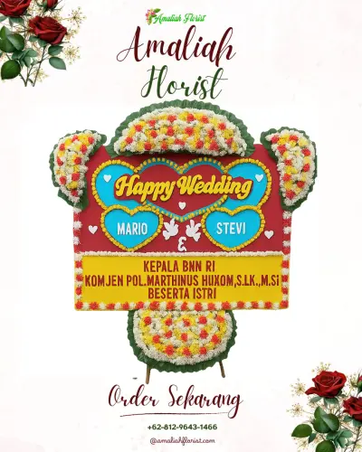 Karangan Papan Bunga Pernikahan di Kemulan